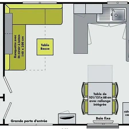 Mobil-home à Avec Terrasse Et Cuisine équipée - Api-1-52-903 Camping *
